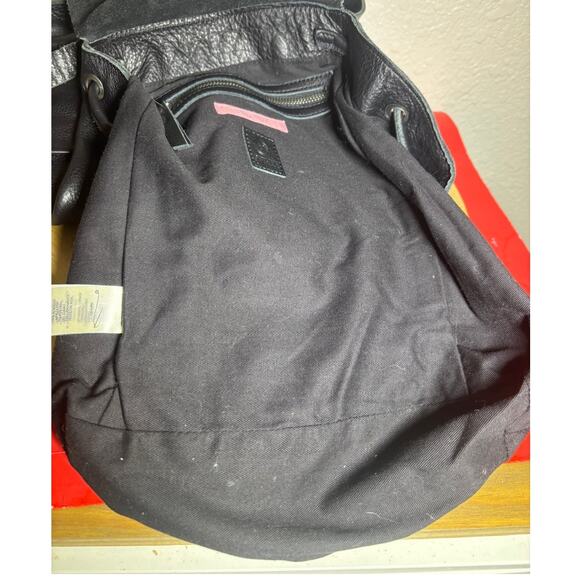 White Stuff Black Leather Medium Backpack - Picture 8 of 10